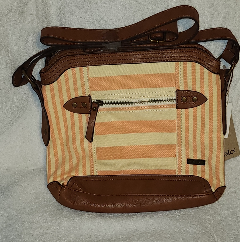 Striped Orange and Brown Crossbody Bag